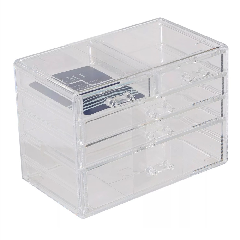 EMI Home Clear Acrylic 5 Drawer Multi Use Compartment Organizer NWT